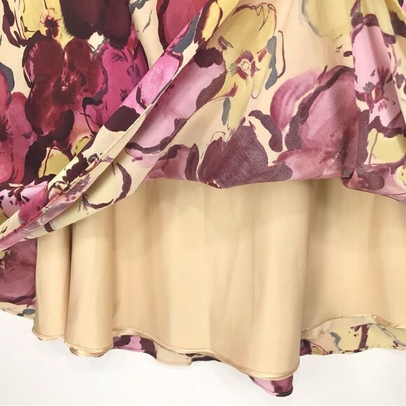 Pendleton Burgundy Cream Pink Floral 100% Silk Skirt - Picture 8 of 12